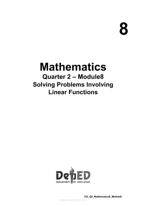 elibro grade 8 quarter 2|Quarter 2 Module 8: Solving Problems Involving Linear Functions.